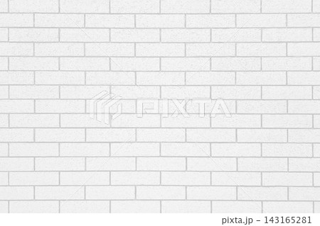 Clean white brick wall texture background with a neat running bond pattern. 143165281
