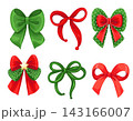 Festive Christmas red and green bows in various different shapes for decorating your designs  143166007