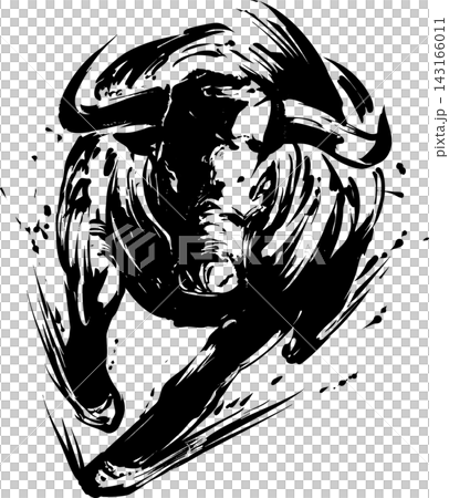 Ink painting illustration of a bullfight Ink painting illustration of a bullfight 143166011