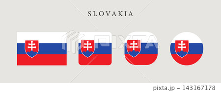 Slovakia national flag set in original proportion and different shapes styles. Official Slovak symbol vector collection Slovakia national flag set in original proportion and different shapes styles. Official Slovak symbol vector collection 143167178