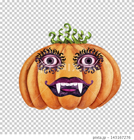 Wild Eyed Vampire Pumpkin Character Wild Eyed Vampire Pumpkin Character 143167276