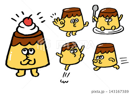 かわいい黄色いプリンのキャラ素材 かわいい黄色いプリンのキャラ素材 143167389