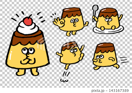 かわいい黄色いプリンのキャラ素材 かわいい黄色いプリンのキャラ素材 143167389