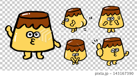 Cute yellow pudding character material Cute yellow pudding character material 143167390