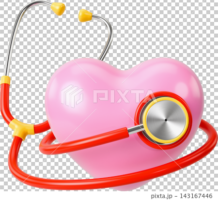 Stethoscope And Pink Heart 3D Render Transparent Png Illustration Stethoscope And Pink Heart 3D Render Transparent Png Illustration 143167446