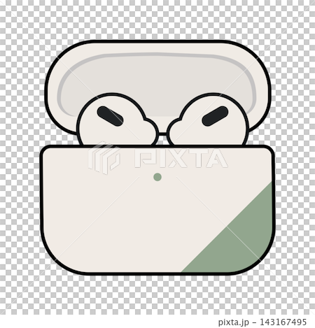 Simple illustration of wireless earphones and charging case Simple illustration of wireless earphones and charging case 143167495