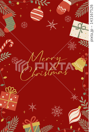 おしゃれなクリスマスバナー縦_ベクターイラスト おしゃれなクリスマスバナー縦_ベクターイラスト 143167526