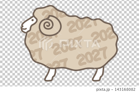 シンプルな羊の2027年未年向けのイラスト 143168082