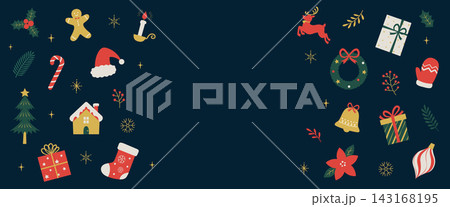 クリスマス小物のバナー背景_ベクターイラスト クリスマス小物のバナー背景_ベクターイラスト 143168195