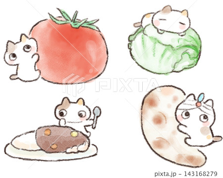三毛猫の水彩アイコンいろいろ 143168279