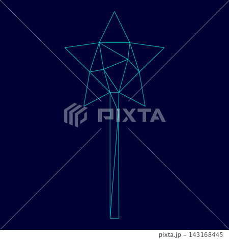 Magic wand in low poly triangulation triangulated polygonal electric cyan blue vibrant aqua neon color vector illustration image outline contour line 143168445