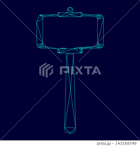 Stick holder for selfie in low poly triangulation triangulated polygonal electric cyan blue vibrant aqua neon color vector illustration image outline contour line 143168549