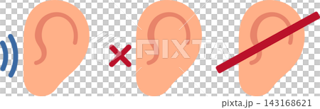 Ear, deaf and hard of hearing icon set Ear, deaf and hard of hearing icon set 143168621