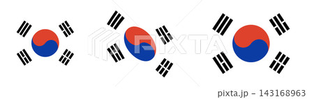 South Korea flags set. Waving flag of South Korea isolaated. Round flag of South Korea isolated in circle shape 143168963