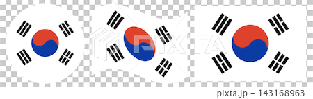 South Korea flags set. Waving flag of South Korea isolaated. Round flag of South Korea isolated in circle shape 143168963