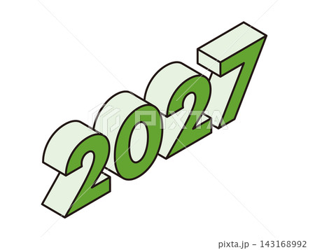アイソメトリックデザインの立体 2027 ロゴ 緑 アイソメトリックデザインの立体 2027 ロゴ 緑 143168992