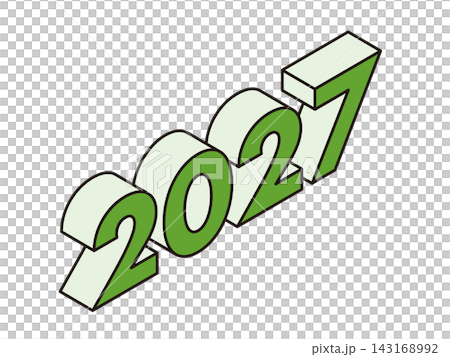 アイソメトリックデザインの立体 2027 ロゴ 緑 アイソメトリックデザインの立体 2027 ロゴ 緑 143168992