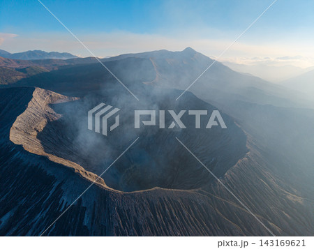 Aerial View of Mount Bromo Volcanic Crater and Surrounding Mountains Aerial View of Mount Bromo Volcanic Crater and Surrounding Mountains 143169621