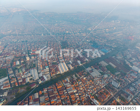 Aerial Panorama of Surabaya Old Town Neighborhoods and Canal Aerial Panorama of Surabaya Old Town Neighborhoods and Canal 143169655