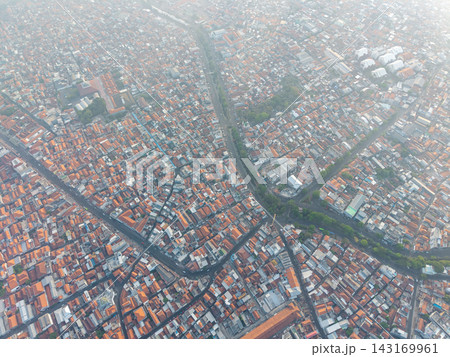 Aerial Drone View of Dense Surabaya Old Town Rooftops Aerial Drone View of Dense Surabaya Old Town Rooftops 143169961