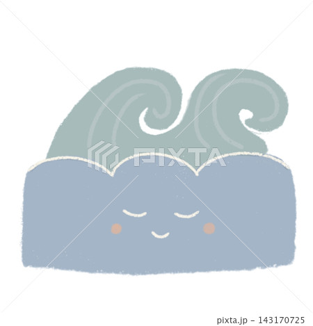 Sleeping sea waves character calm ocean water tide nature element sticker print visual graphic clipart artwork design icon illustration 143170725