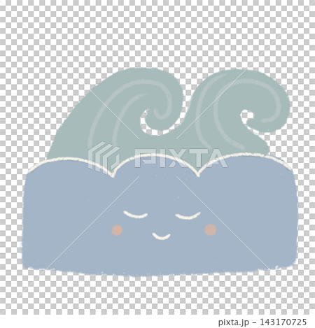 Sleeping sea waves character calm ocean water tide nature element sticker print visual graphic clipart artwork design icon illustration 143170725