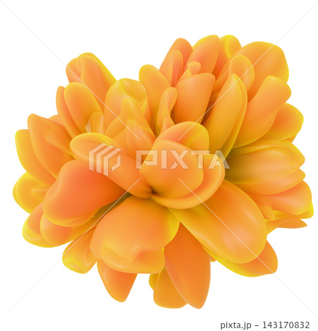 Vibrant orange abstract 3D flower bloom isolated on white background. 143170832