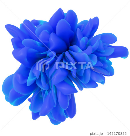 Deep blue abstract 3D floral bloom isolated on white background. Deep blue abstract 3D floral bloom isolated on white background. 143170833