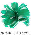 Vibrant cyan green abstract flower featuring smooth curved glasslike petals on white. 143172956