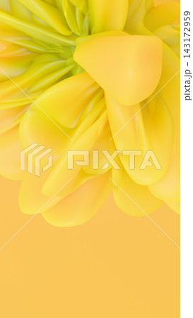 Modern 3D abstract yellow botanical blossom background with fluid organic petal shapes. Modern 3D abstract yellow botanical blossom background with fluid organic petal shapes. 143172959