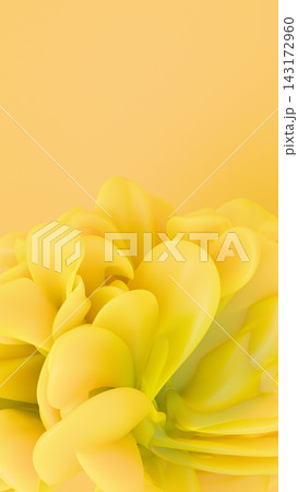 Vibrant yellow abstract flower background featuring smooth curved 3D petals. 143172960