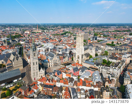 Panoramic aerial view of Ghent city center in Belgium 143173870