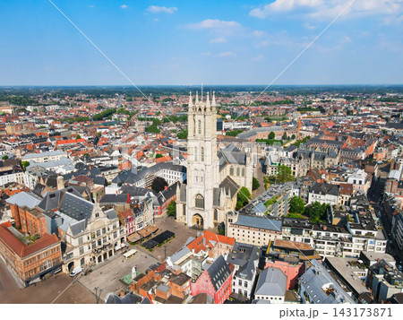 Panoramic aerial view of Ghent city center in Belgium 143173871