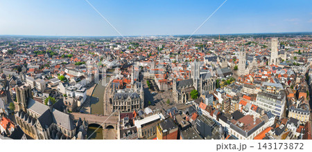 Panoramic aerial view of Ghent city center in Belgium 143173872