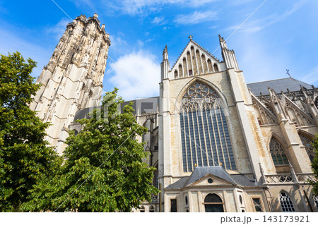 Saint Rumbold Cathedral at Grote Markt square in Mechelen, Belgium 143173921