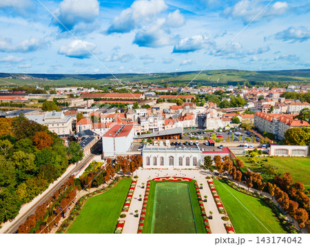 Aerial view of Moet and Chandon Orangerie gardens in Epernay, France Aerial view of Moet and Chandon Orangerie gardens in Epernay, France 143174042