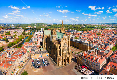 Aerial view of Saint Etienne Cathedral and Metz old town, France Aerial view of Saint Etienne Cathedral and Metz old town, France 143174053