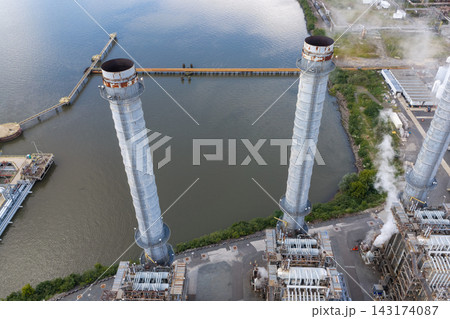 Aerial View of Large Industrial Power Station Plant Facility Complex Aerial View of Large Industrial Power Station Plant Facility Complex 143174087