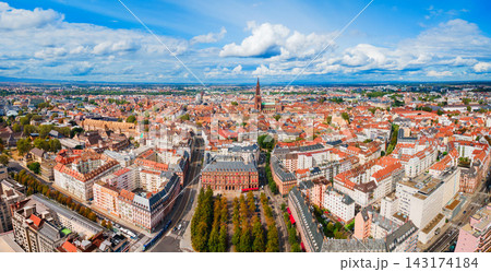 Aerial view old town center and Cathedral in Strasbourg city, France 143174184