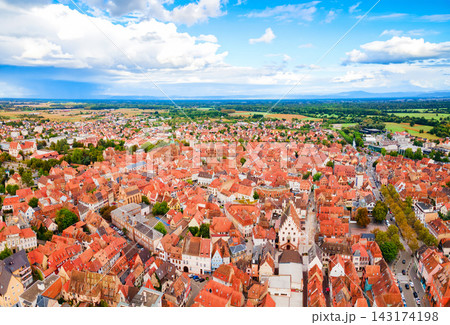 Panoramic aerial view of old town in Selestat, France 143174198
