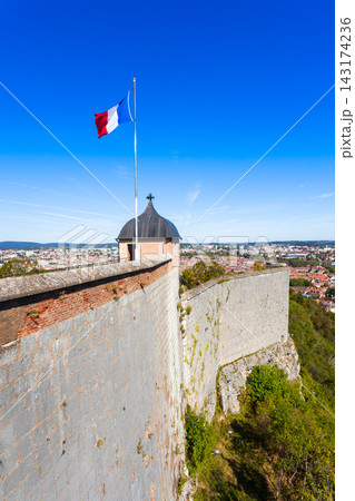 Fortification wall, Tour de la Reine watchtower at Besancon Citadel Fortification wall, Tour de la Reine watchtower at Besancon Citadel 143174236