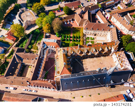 Aerial view of Hospices de Beaune hospital in Burgundy, France Aerial view of Hospices de Beaune hospital in Burgundy, France 143174281