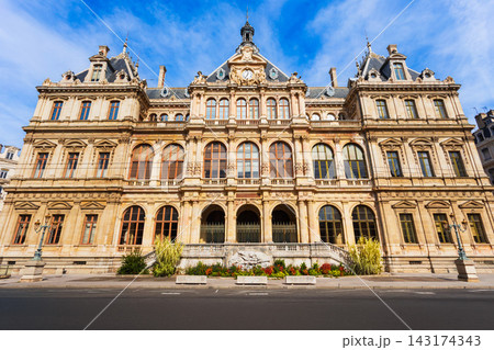 Palais de la Bourse building facade in Lyon city, France Palais de la Bourse building facade in Lyon city, France 143174343