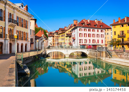 Palais de l Isle and Pont Perriere bridge in Annecy, France Palais de l Isle and Pont Perriere bridge in Annecy, France 143174458
