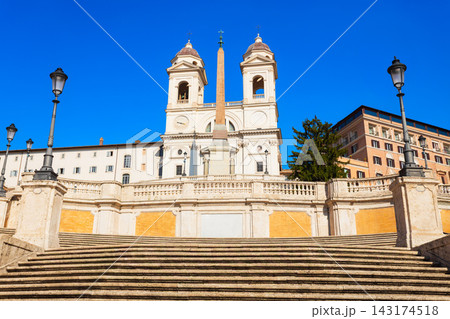 Spanish Steps and Trinita dei Monti church in Rome, Italy 143174518