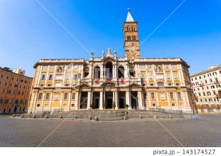 Basilica of Santa Maria Maggiore on empty square in Rome, Italy Basilica of Santa Maria Maggiore on empty square in Rome, Italy 143174527