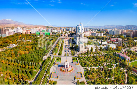 Dushanbe city aerial panoramic view in Tajikistan Dushanbe city aerial panoramic view in Tajikistan 143174557