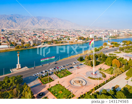 Khujand city aerial panoramic view in Tajikistan Khujand city aerial panoramic view in Tajikistan 143174565