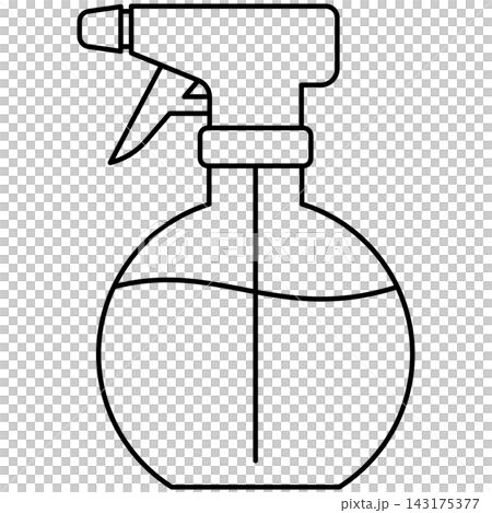 Line art icon illustration of rounded water spray bottle container isolated on transparent background. Graphic design element clip art for salon hair misting tools. Line art icon illustration of rounded water spray bottle container isolated on transparent background. Graphic design element clip art for salon hair misting tools. 143175377