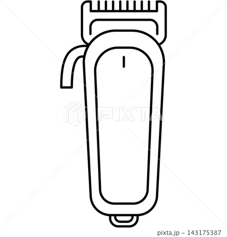 Line art icon illustration of cordless electric hair clipper with hanging loop isolated on transparent background. Graphic design element clip art for barber haircutting. Line art icon illustration of cordless electric hair clipper with hanging loop isolated on transparent background. Graphic design element clip art for barber haircutting. 143175387